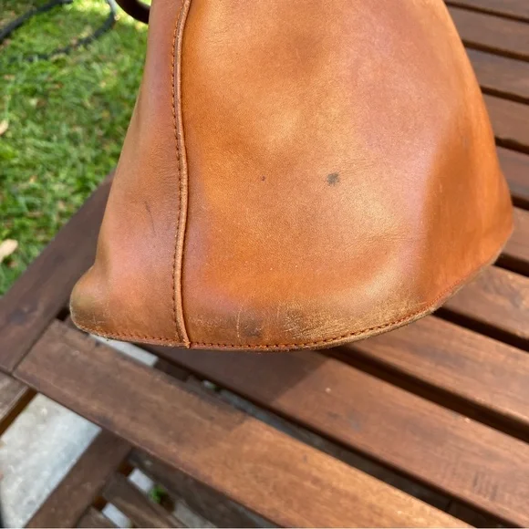 LALUCCA rebeka dome satchel bag purse cognac leather - Picture 5 of 10